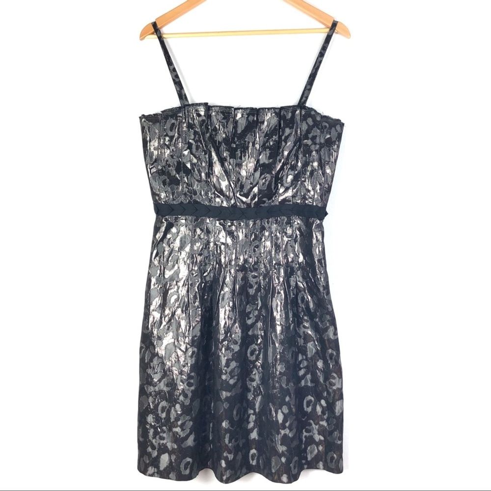 TORY BURCH cocktail dress 10 metallic black d508